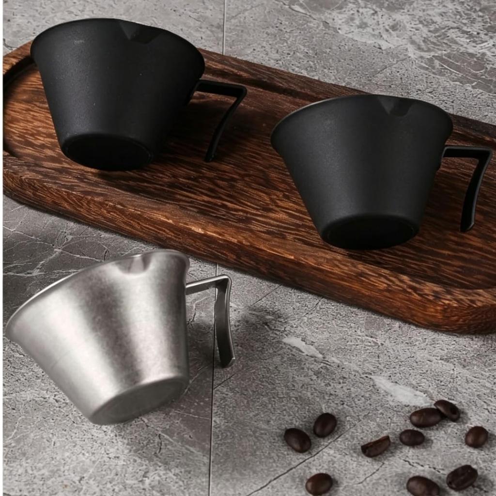 Espresso Measuring Cup, 100ml, Stainless Steel with Handle and Spout, Barista Coffee Carafe, Milk Espresso Accessory