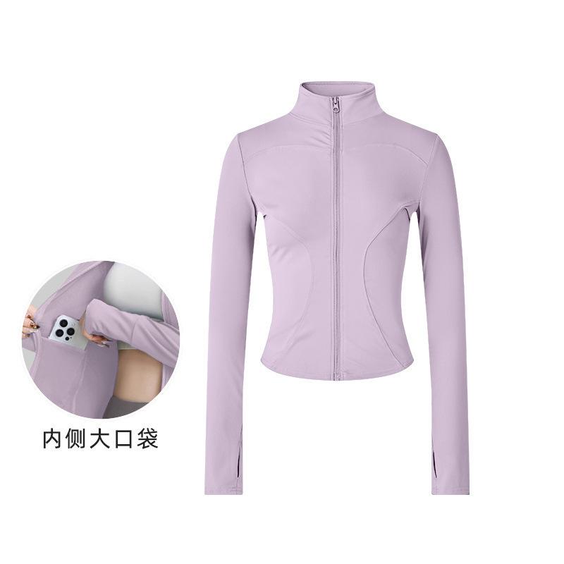 Sunscreen Clothes Pilates Yoga Clothes Jacket Slim Stand-up Collar Zipper Fitness Clothes Running Quick-drying Breathable Sports Top