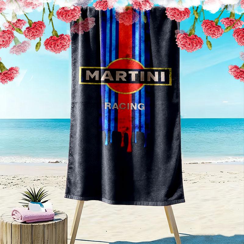 Martini Racing Print Strandtuch, Großes Weiches Schnelltrocknendes Handtuch für Strand Camping Schwimmen
