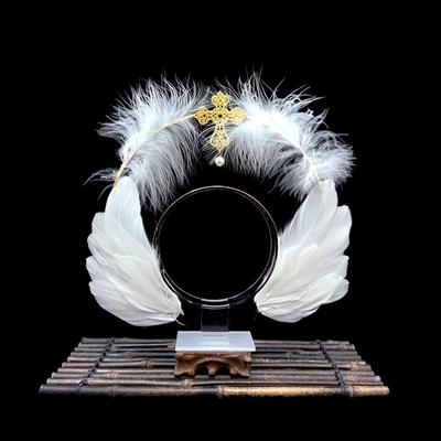 1 Set Aripi Albe Pană Lolita Zeiță Halloween Crăciun Costum Accesoriu Pentru Femei Și Fete Petrecere Rochie Deghizare Bandă De Păr Înger