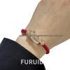 Bracciale Fred Placcato Oro 18k con Ferro di Cavallo Diamantato Zodiaco Corda Rossa - Unisex Stile Fai da Te a Forma di 8