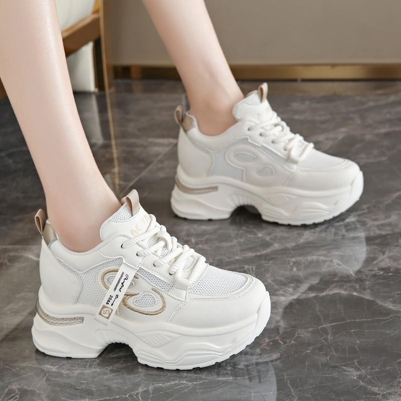 Inner Height Increase Dad Shoes Women 2025 Spring New Korean Version Versatile Sports Shoes Female Students Ins White Shoes Women