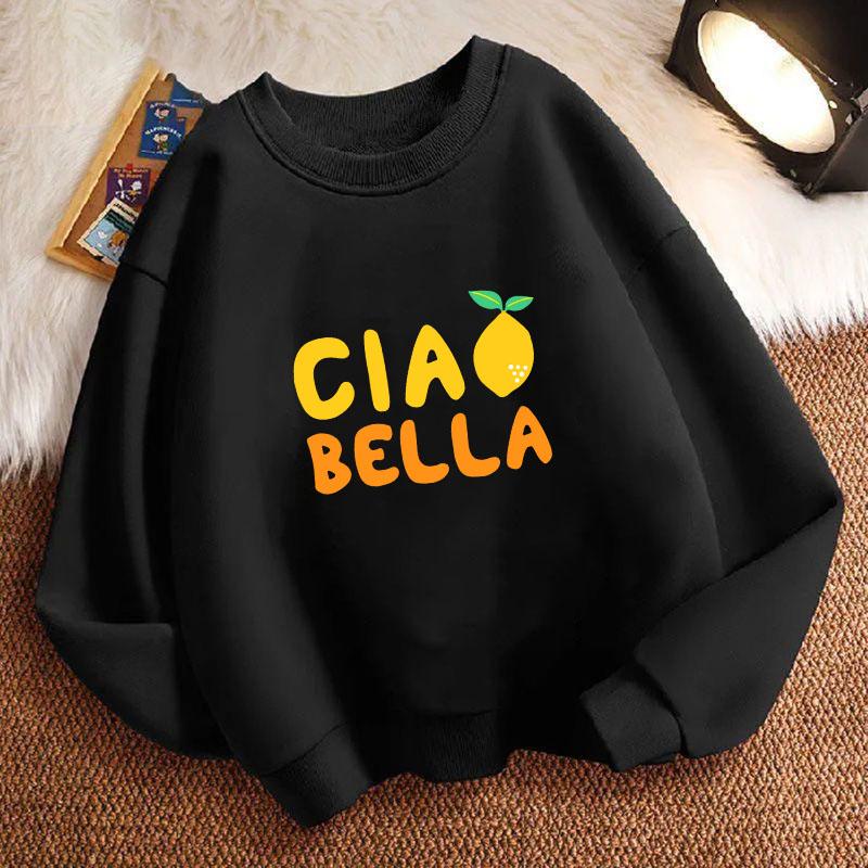Graphic Ciao Bella Lemon Harajuku Children'S Sweatshirt Pullover Crew Neck Graphic Print Hoodie Boy/Girl Kids Hoody