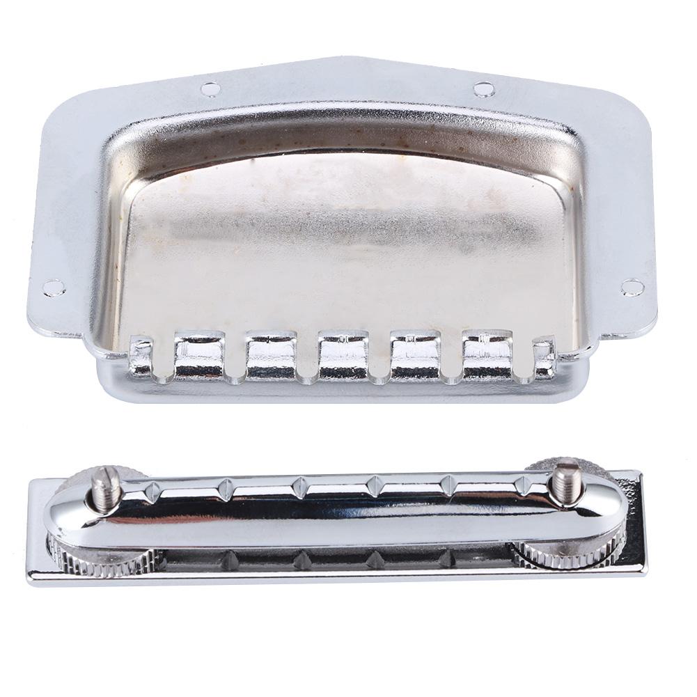 6 String Electric Guitar Adjustable Archtop Tailpiece Bridge Cover Plate AccessorySilver