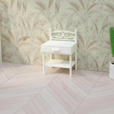 [J] 1Pcs Realistic Design Mini Nightstand Dollhouse Bedside Table Miniature Bedroom Furniture High Intricacy For Hobbyists