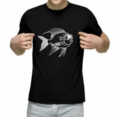 Vintage T-shirt Funny Fish Print Fashion Creativity Men Summer Casual Cotton Comfortable T-shirt