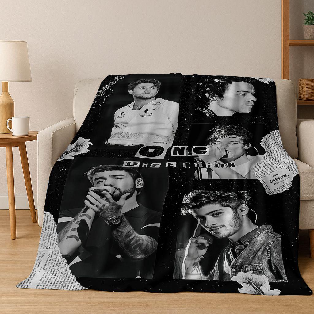 

3D 1D Rock-One-Direction Combinatio Flannel Blanket,Cozy Soft Throw Blanket for Home Bedroom Bed Sofa Picnic Cover Kids Gift 130x150cm