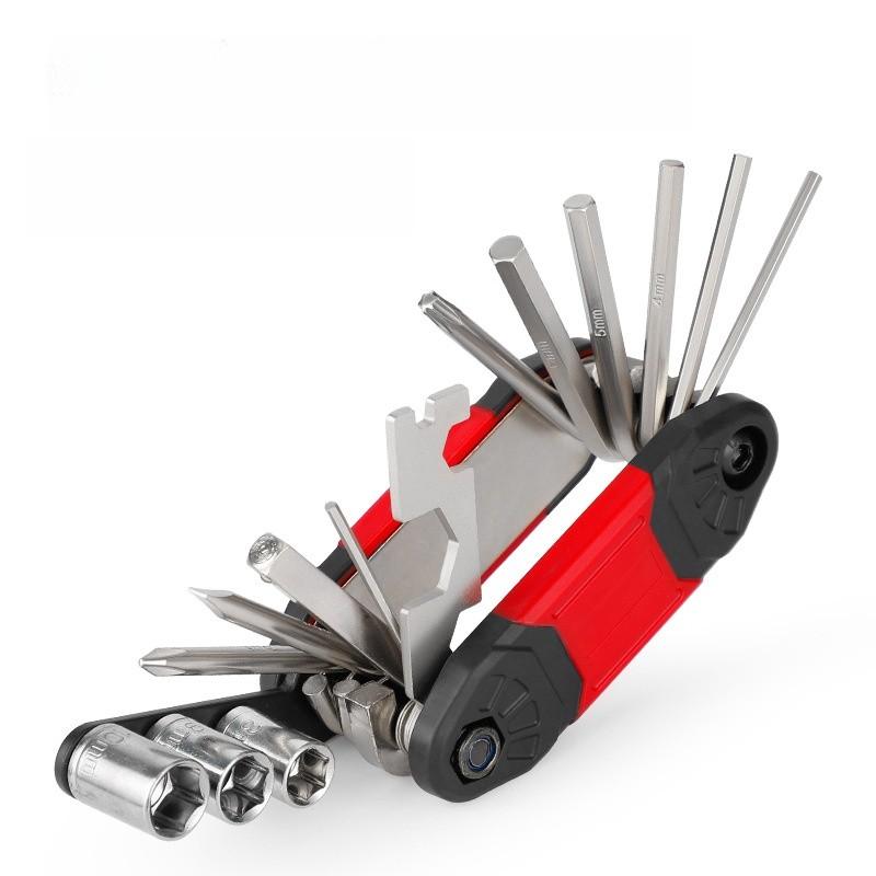 16-in-1 Faltfahrrad Werkzeugset Mit Magnetischen Schraubendrehern Für MTB Notfallreparaturen Und Wartungen