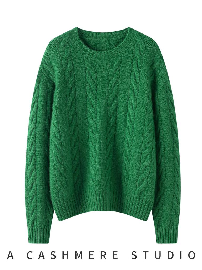 Women's Heavyweight Cashmere Loose Knit Sweater – Autumn/Winter New Style European Design