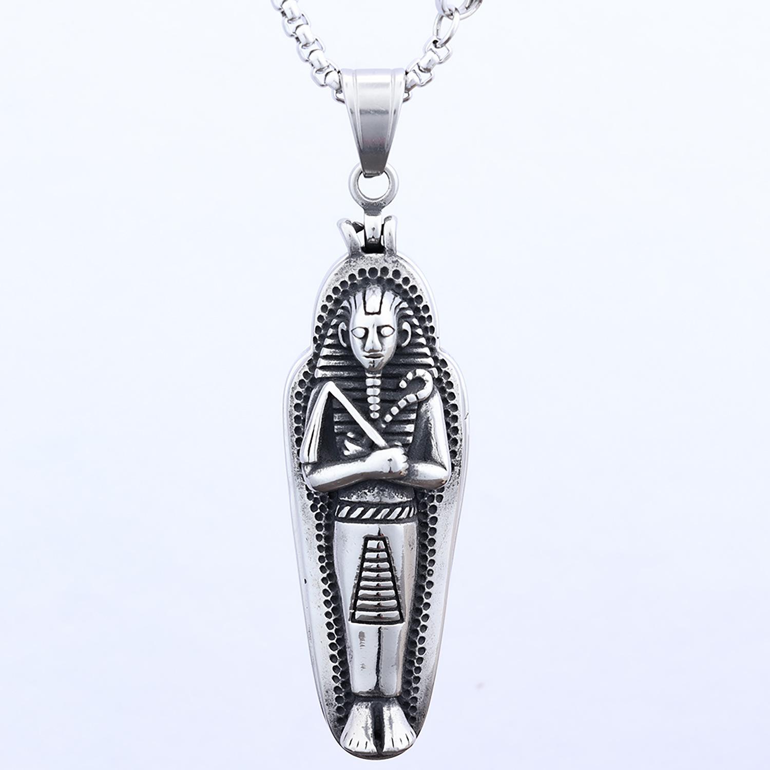 Ancient Egyptian mummy shape retro titanium steel pendant pendant old craftsmanship personalized trend necklace pendant