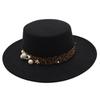 Hepburn Top Hat Female French Literary Sunshade Felt Hat Leopard Print Jazz Hat Small Fragrant Pearl Woolen Hat