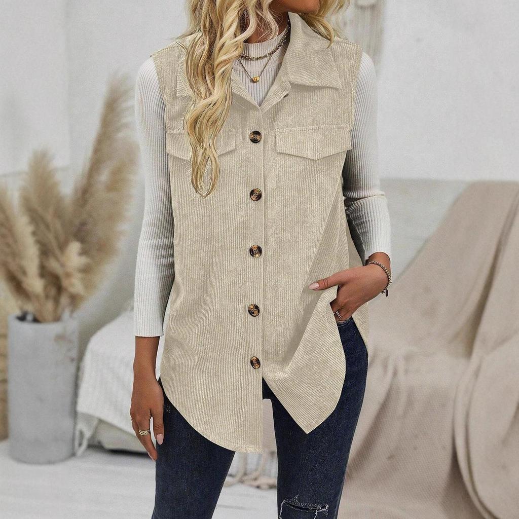 Spring and Autumn Women's Waistcoat, Lapel Cardigan, Casual Commuting Women's Vest