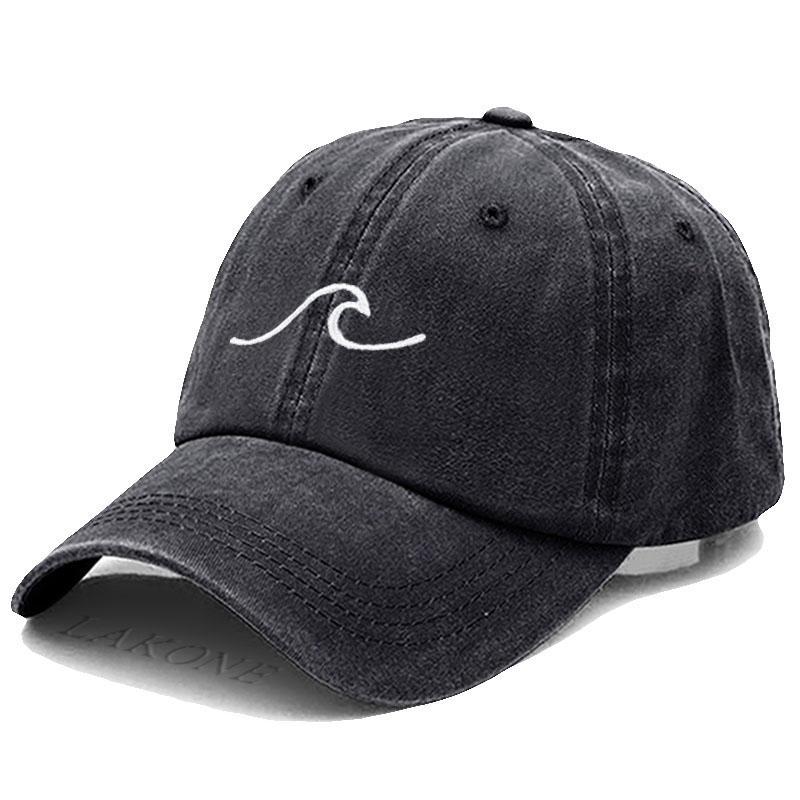 Men'S Baseball Cap Women'S Washed Cotton Waves Embroidery Embroidery Dad Hat Sport Golf Caps For Man Sun Hats Dropshipping