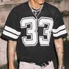 NO.33 Jersey Shirts Mesh Number Graphic Crew Neck Short Sleeve Streetwear Tee Tops