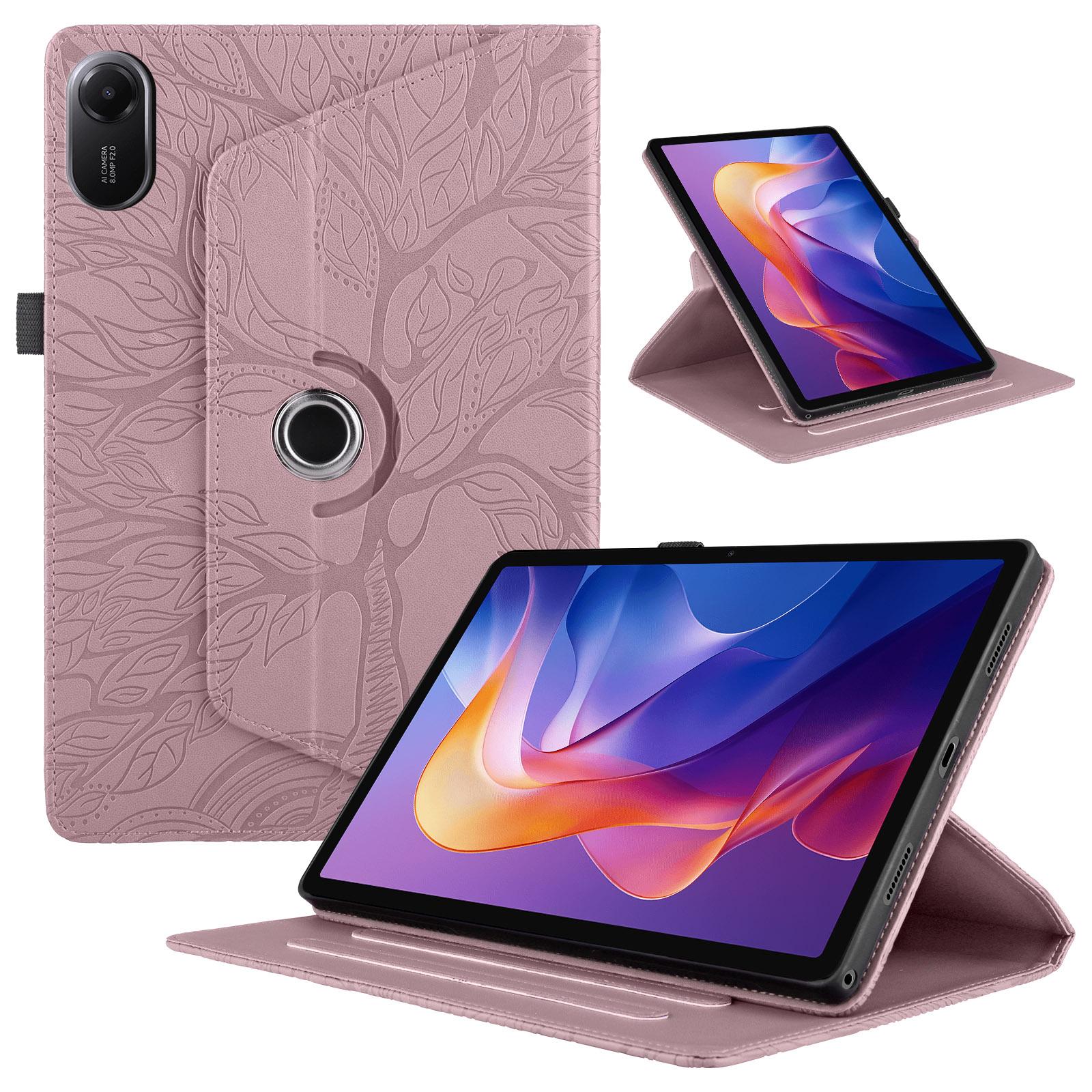 

For Xiaomi Redmi Pad 2 Pad2 11 Inch 2025 360 Rotate Tablet Case Kickstand Wake Emboss Life Tree Leather Flip Cover Redmi Pad2 11 2025 рожевий колір золота