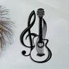 1pc Black Metal Music Note Guitar Wall Decor, Iron Art Hanging for Living Room, Bedroom, Cafe, Farmhouse Theme, Housewarming/Birthday Gift