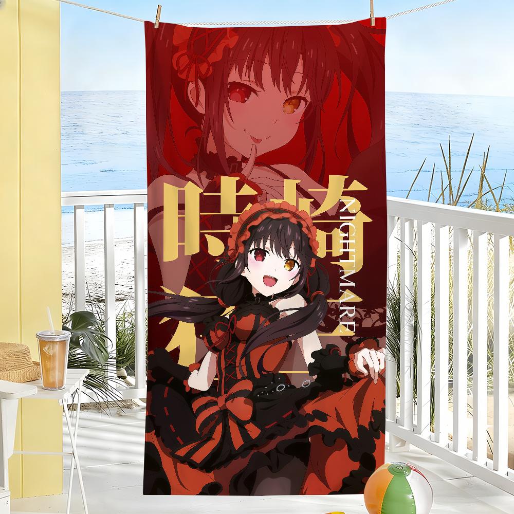 Anime T-Tokisaki Kurumi-S Towel Sports Quick Dry Travel Camping Gear Sandproof Soft Light Large Beach Towel
