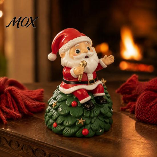 Singing Santa Claus Decoration Christmas Figurine,Cartoon Saxophone Resin Festive Decor Statue, Sitting Desktop