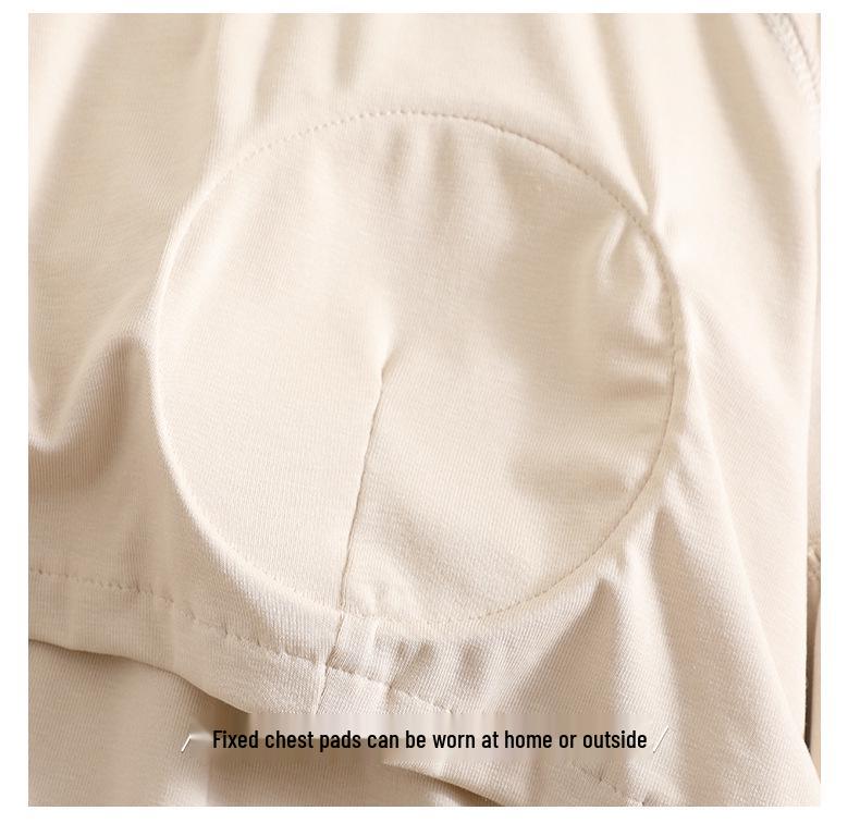 Women's Pure Cotton Long Sleeve Pajama Set with Chest Pads - 2025 Autumn Collection