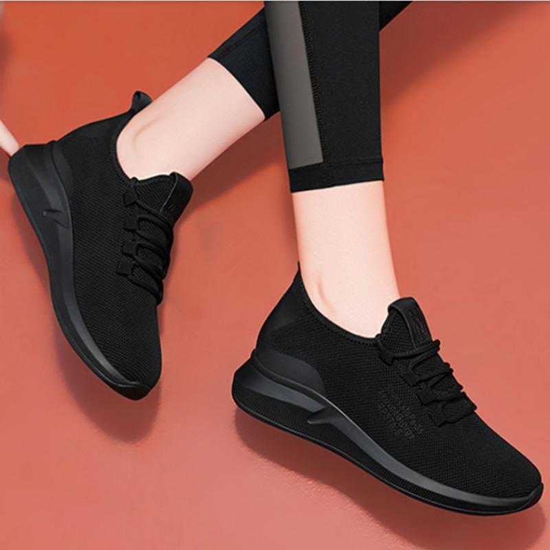 New summer versatile flying knitting casual women's shoes sports small black shoes work shoes hotel kitchen shoes