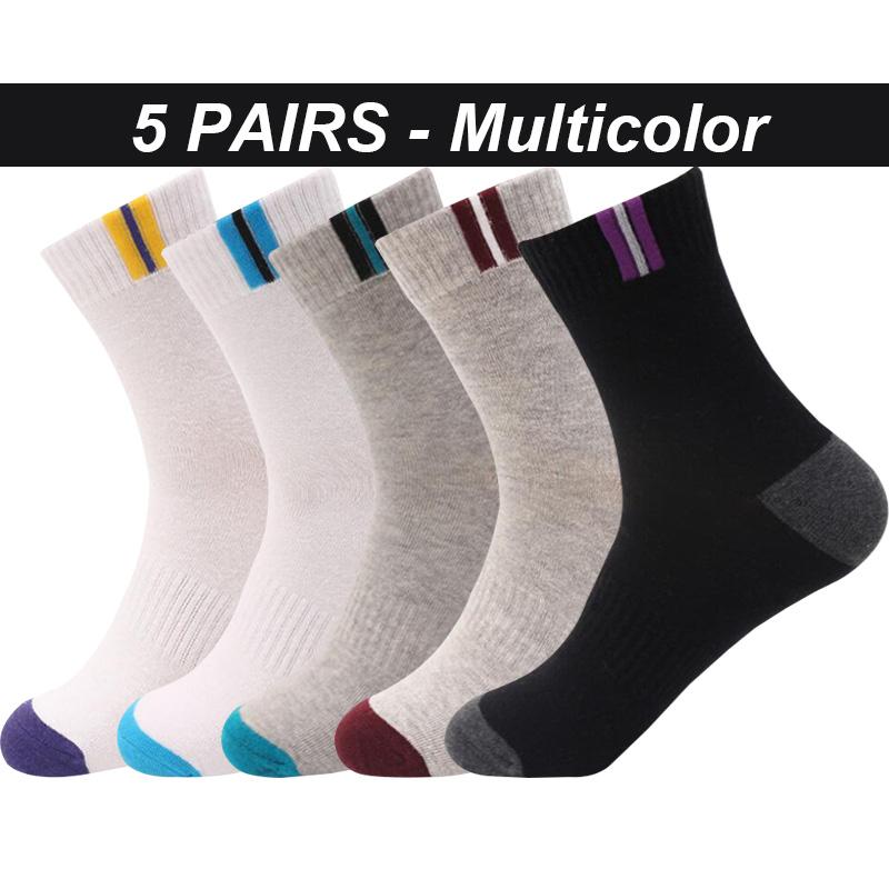5 Pairs Men's Socks Cotton Large Size 39-48 Business Long Socks Breathable Deodorant Big Size Fashion High Quality