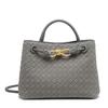 2026 Retro Butterfly Buckle Tote Shoulder Bag Crossbody Handheld Sandalwood Woven Women's Bag