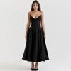 Fall 2024 New Arrival Graceful Tube Top Swing Long Formal Dress V Sharp Angle Fishbone Cinched Waist Slim-Fit Dress