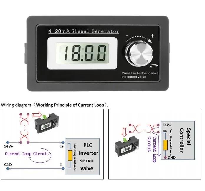 2-wire 4-20mA Current Signal Generator Panel-mounted Current Loop Generator Simulator High Precision Module Compatible