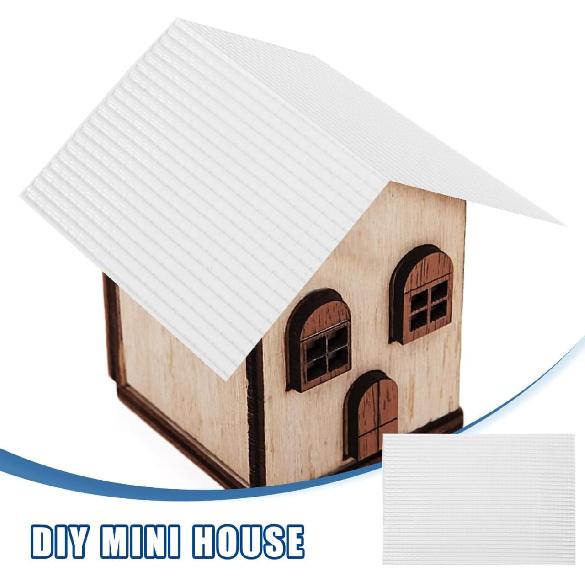 Dollhouse Simulation Roof Tiles Miniature Accessories, DIY House Skirting Board & Moulding (White Corrugated)