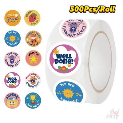 500Pcs/Roll Well Done Teacher Encouragement Kids Rewards Stickers - DIY Scrapbooks Album Decor Sealing Label Decals