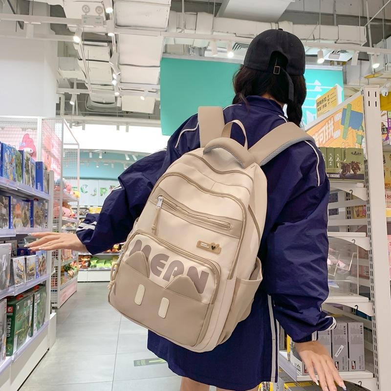 2025 new schoolbag female ins junior high school primary school students small, fresh and large-capacity load-reducing spine backpack хаки