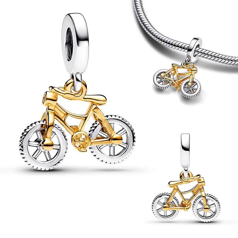 Copper Car Bicycle Pendant Charm Beads Fit Pandach Original Diy Bracelets Party Fashion Birthday Gifts Fine Jewelry