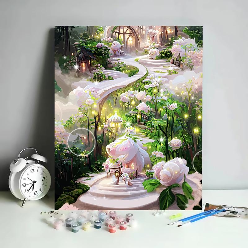 DIY Digital Oil Painting Kit Hand Paint By Numbers Acrylic Landscape Wall Art Birthday Gift