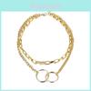 Elegant Geometric Double Ring Interlocking Necklace For Women Perfect For Street Style And Fashion Trends