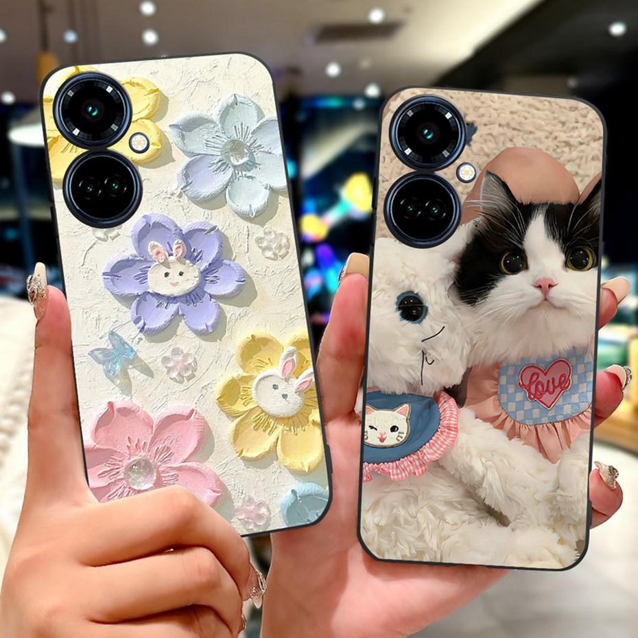 New Design Phone Case For Tecno Camon 19 Pro 5G 4G Camon19 Black Silicone Soft Cover For Tecno Camon 19 19Pro 4G Cases Bumpers