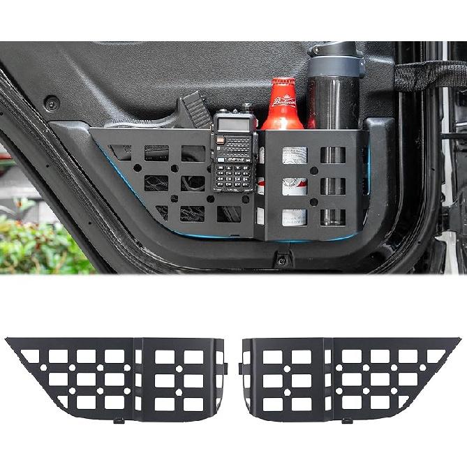 Metal Rear Door Storage Pockets Compatible With 2018-2025 Jeep Wrangler JL JLU JT Side Organizer Storage Box Replace Sagging Nets