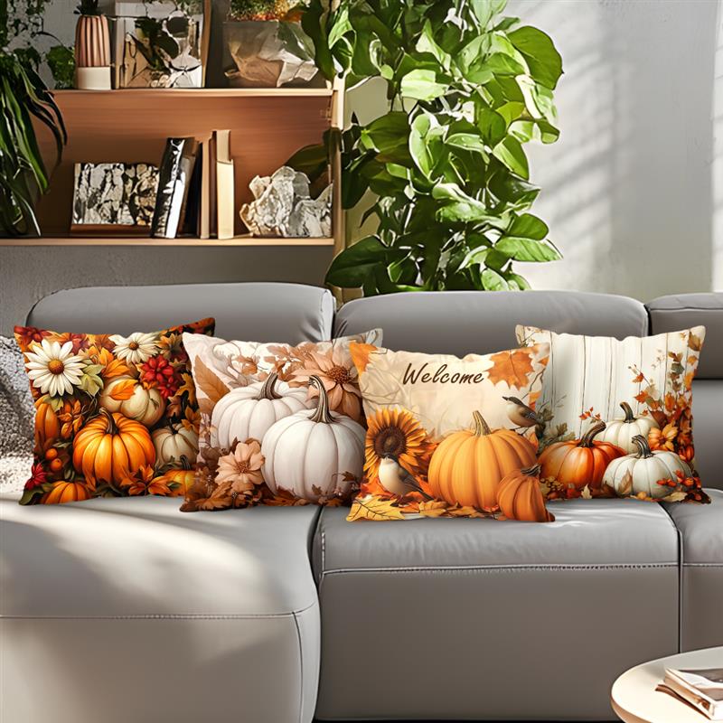 Autumn Pumpkin Cushions Pillowcase Printed Polyester 45x45cm Throw Pillow Cover Decorative Sofa Cushion Pillowslip Home Decor