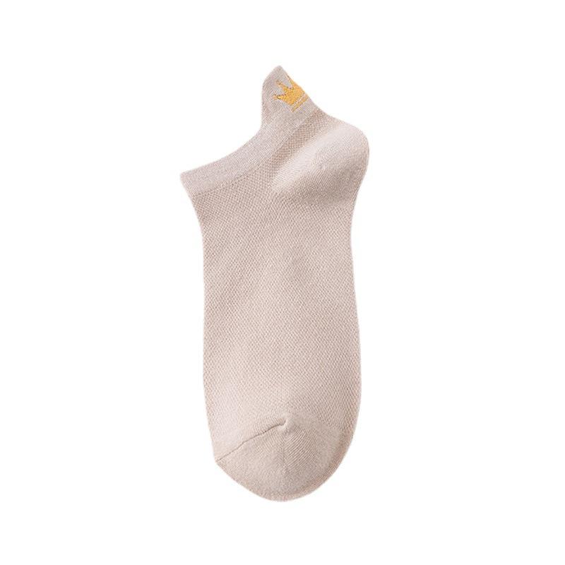 Short Summer Thin Cartoon Embroidered Crown Breathable Cotton Socks, Trendy Spring and Autumn Women's Socks