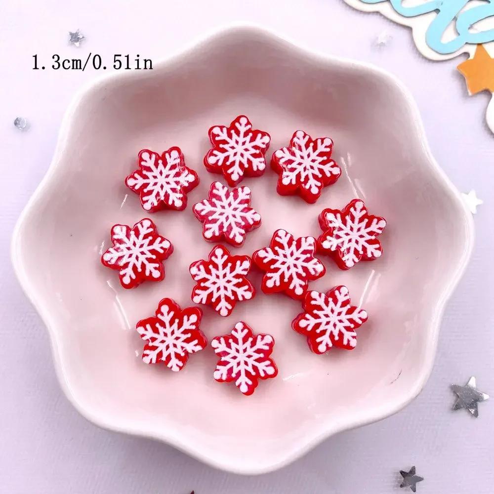 30pcs Resin Mini Colorful Painted Christmas Snowman Tree Santa Claus Deer Snowflower Bow Flatback Figurines DIY Scrapbook Crafts