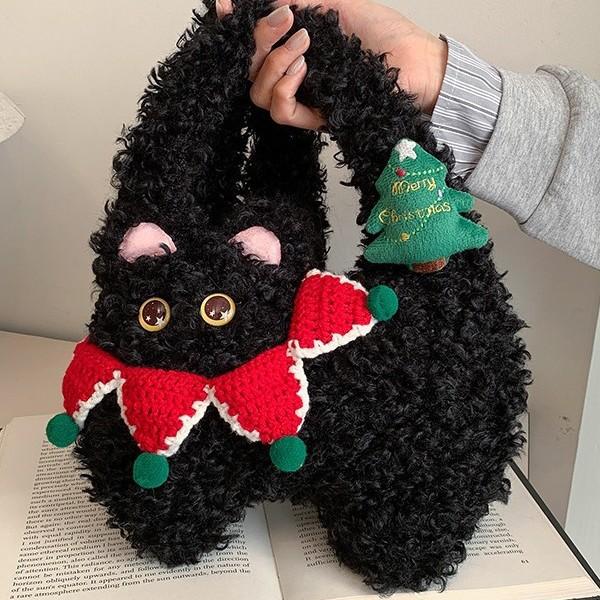 Niche design cute plush bag autumn and winter super cute cat messenger bag women's new shoulder armpit bag