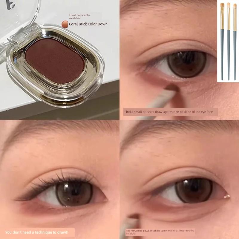Solid Color Anti-Oxidation Coral Brick Color down to Crouching Silkworm! Monochrome Eye Shadow Plate Matte Color Long Lasting Non Smudge Red Brown
