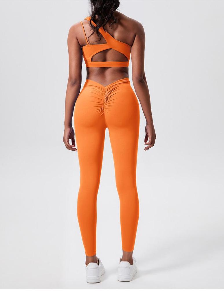 Damen Europäischer & Amerikanischer Elastischer Sport-BH: One-Shoulder Yoga & Fitness Rücken-Detail Weste