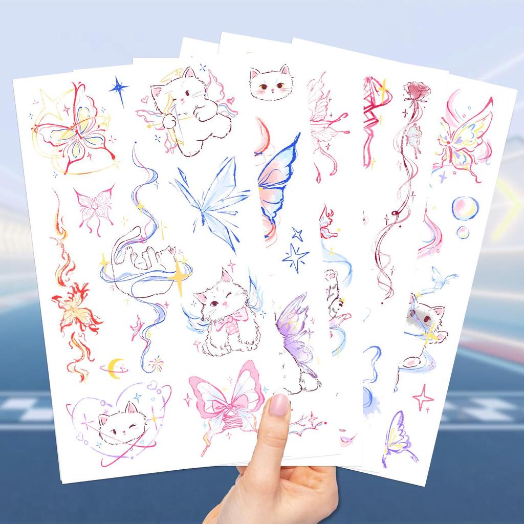 Waterproof Butterfly & Cat Tattoo Stickers: Funny Face Party Gifts