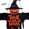 Halloween Window Decoration Wooden Hanging Door Sign, Scarecrow Pumpkin Wizard Ornament, Trick or Autumn Holiday Wall Decor Treat Plaque, Rustic Party