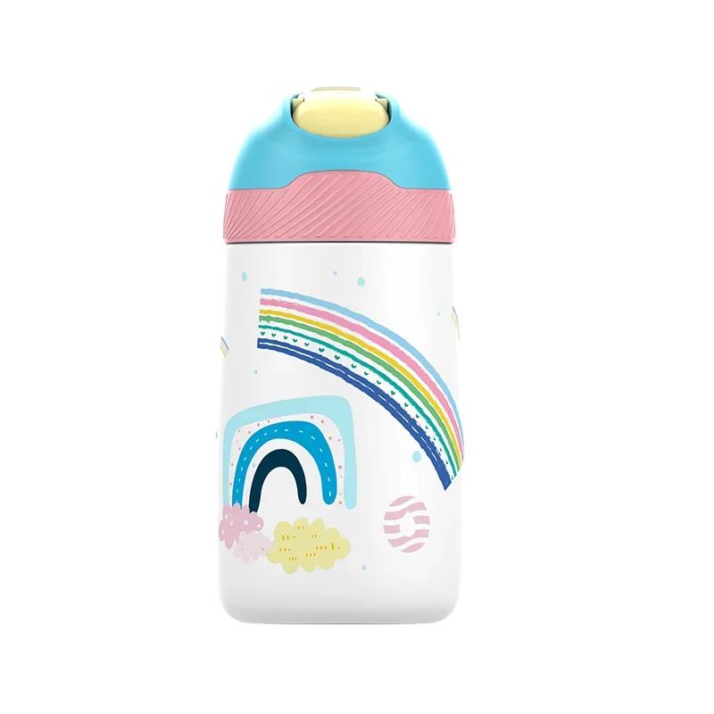 350ML Thermo Cup for Children Cartoon animals Pattern Water bottle Stainless Steel Vacuum Flacks With Healthy Straw Travel Cups