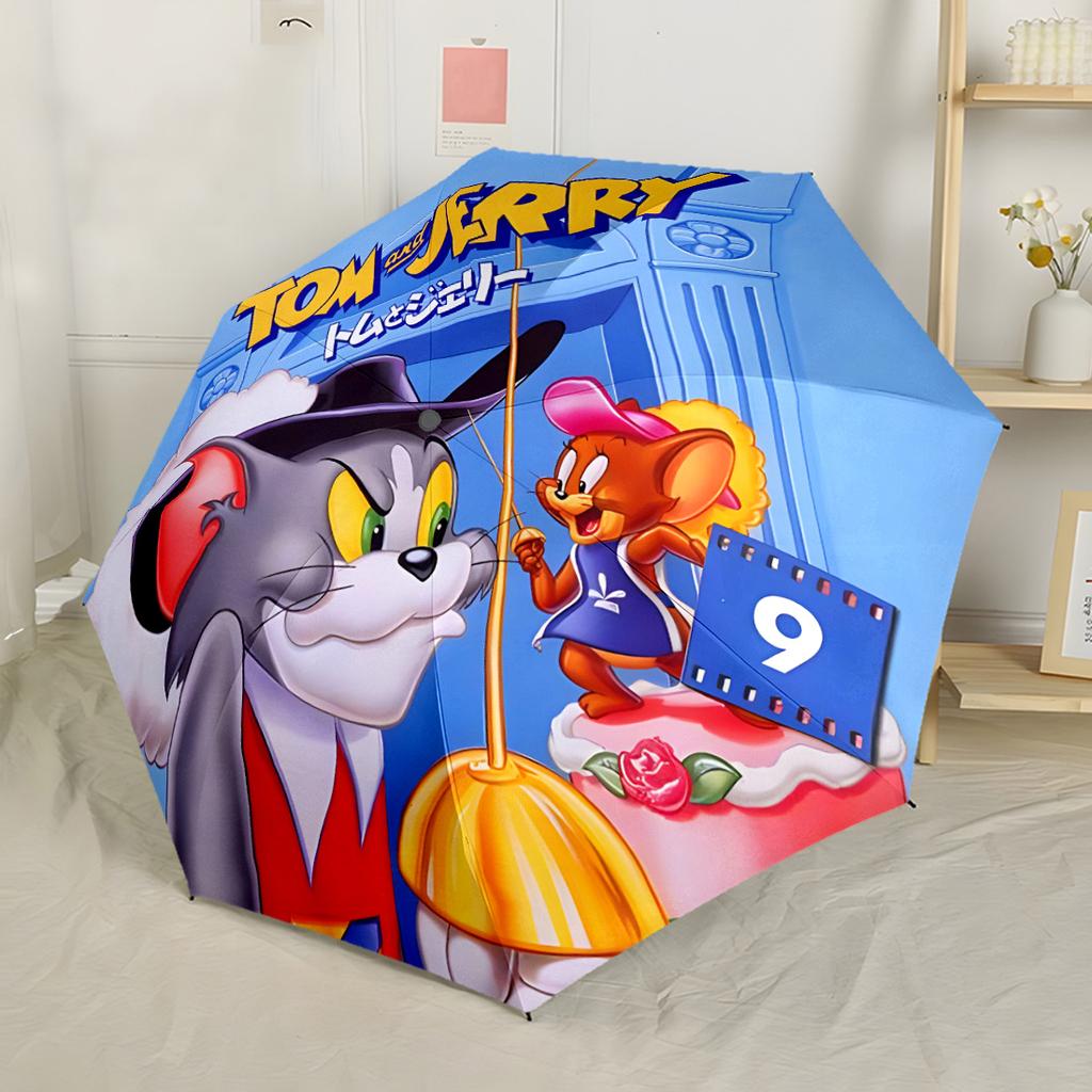 Tom And Jerry Sweet Outdoor Automatic Umbrella Compact 8-Rib Design Compact Design for Women/Men Fashion Lovers Wedding Party Gift