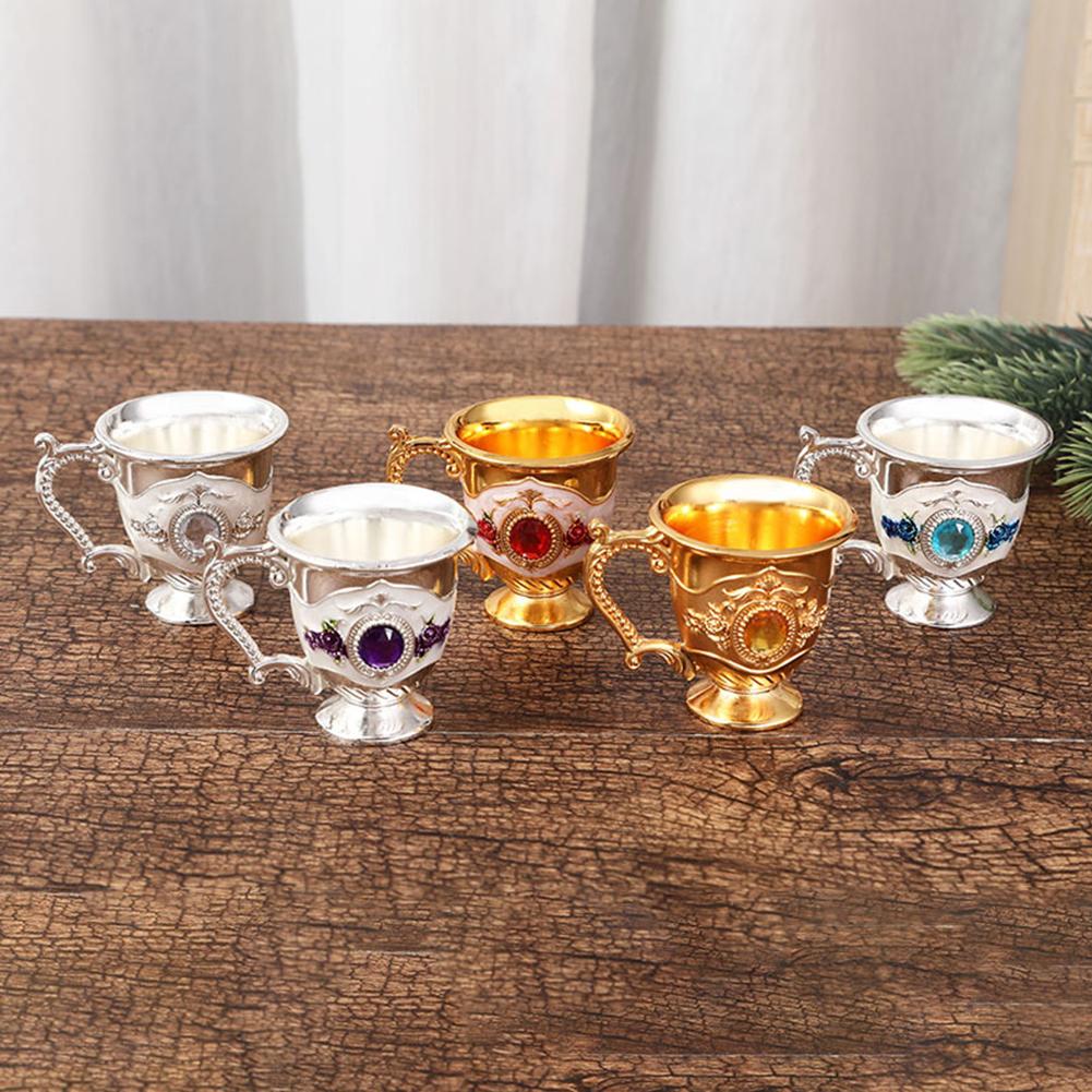 Decorative Tea Cup European Style Coffee Mug Metal Wine Drinking Cups Bar Party Kitchen Dining Table Dinnerware Decor