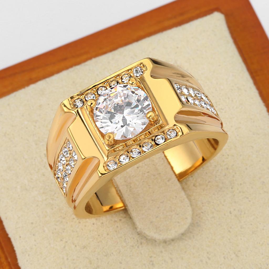 2026 European and American Fashion Simple Light Luxury Men's Wedding Diamond Ring Jewelry Ring