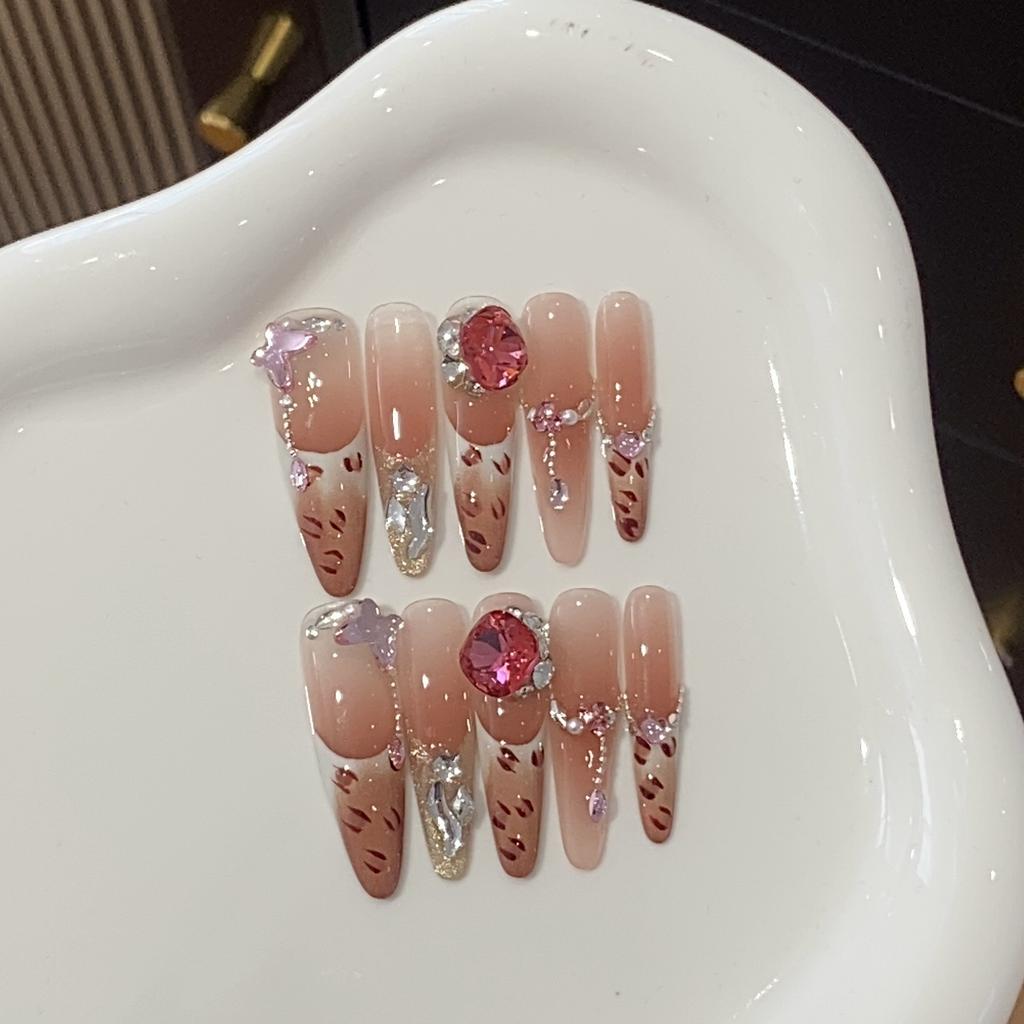 Handgefertigt Süß Eis-transparent Französische Kette Kleiner Diamant Rosa Leopardenmuster Wächter Liebling Tragen Rüstung