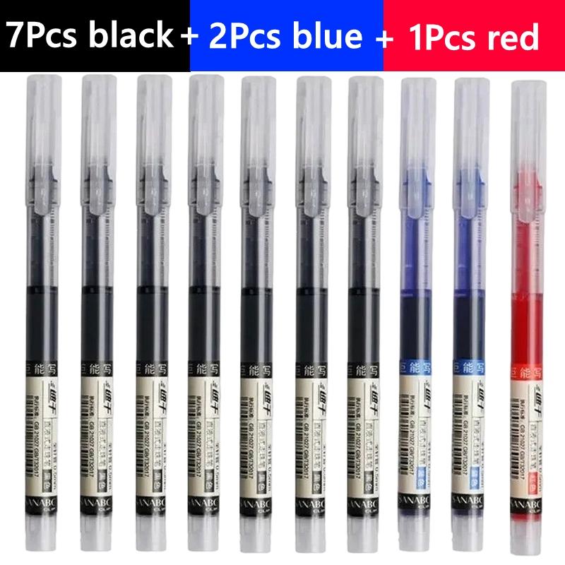 

10-100 Pcs 12 Colors Pens Straight Liquid Ball Pen Signature Gel Pen Set 0.5mm Black Blue Ink School Office Supplies Stationary